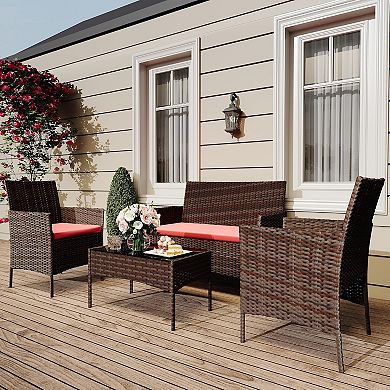 ANIXOL 4-Piece All-Weather Patio Set, Rattan Chairs