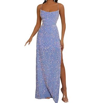Women's Strapless Sequin Mermaid Prom Dress with Side Slit