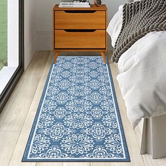 9ft*Floral Area Rugss for Living Room Large Washable Blue Area Rugs Modern Area Rugs Indoor