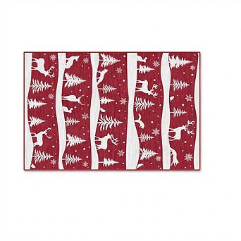 Washable Rug for Home Decor, Soft Low Pile Christmas Rugs with Xmas Tree Reindeer