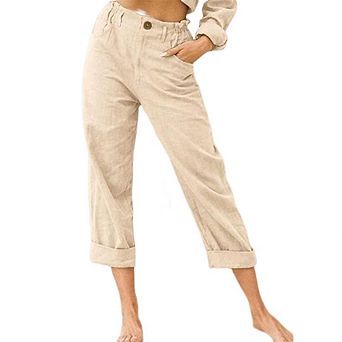 Women's Summer Pants Casual Loose Comfy Trendy Elastic Waist Trouser Beach Clothes