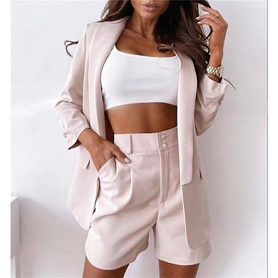 Women Business Casual Buttonless Blazer Long Sleeve Open Front Suit Jackets for Work Office