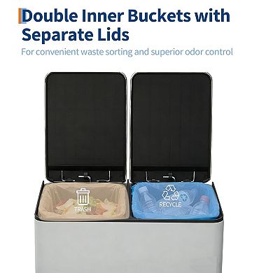 2 x 5.3 Gallon (20L) Dual Compartment Kitchen Trash Can