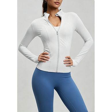 Women's Lightweight Athletic Jacket Full Zip Long Sleeve Shirts Outdoor With Thumb Holes & Pockets