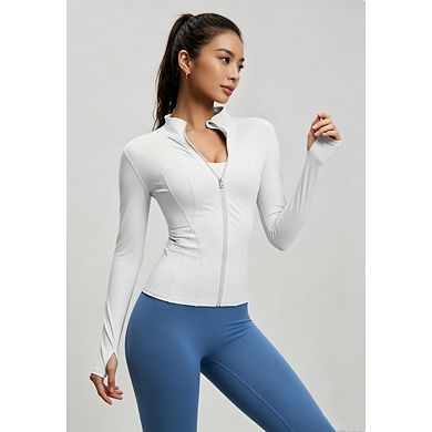 Women's Lightweight Athletic Jacket Full Zip Long Sleeve Shirts Outdoor With Thumb Holes & Pockets