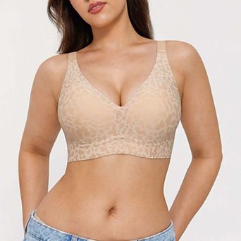 Seamless Wireless Jelly Leopard Contour Minimizer Support Bra