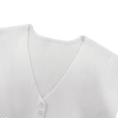 Short Sleeve Tops for Women Lightweight Cardigans Casual Spring Summer Knit Ribbed Tops