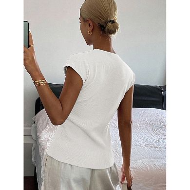 Short Sleeve Tops for Women Lightweight Cardigans Casual Spring Summer Knit Ribbed Tops