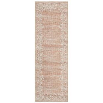 Modern Floral Area Rug, Washable, Non-Slip, Mark Resistant, Soft Low-Pile Carpet, Easy Care