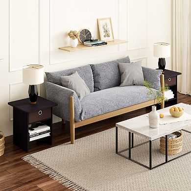 Furinno 15.5" x 15.5" x 17.8" Wood Nightstand Modern Bedside Table with Drawer & Shelf