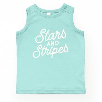 Stars and Stripes Slanted Cursive Puff Print - Youth Tank Top