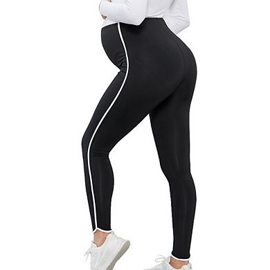 Maternity Womens Yoga Pants Long Curved Seam Belly Support High Waisted Leggings