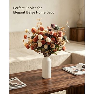 Mini Faux Mums with Eucalyptus, 12-Piece Silk Artificial Flowers for Spring Table & Vase Decor