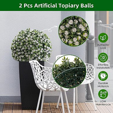 Artificial Topiary Flower Balls, Set of 2 Decorative Topiary Balls Hanging Grass Ball for Home Decor