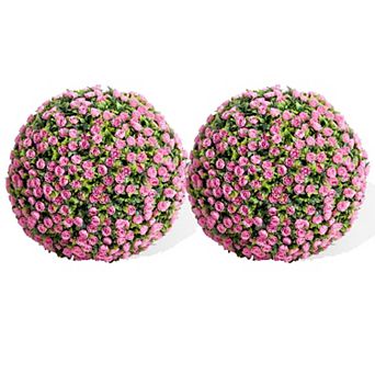 Artificial Topiary Flower Balls, Set of 2 Decorative Topiary Balls Hanging Grass Ball for Home Decor