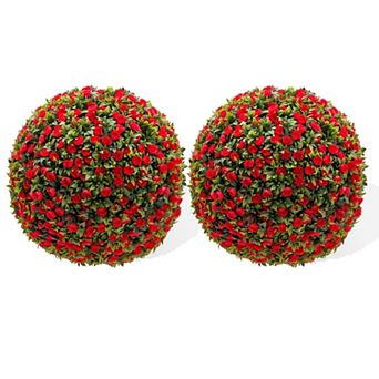 Artificial Topiary Flower Balls, Set of 2 Decorative Topiary Balls Hanging Grass Ball for Home Decor