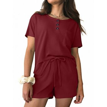 Elouaer Women Two Piece Set Ribbed Knit Loungewear Housewaer Pants Summer Comfortable Cool Dressing