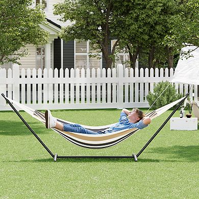 Double 2 Person Hammock, Indoor Outdoor Standing Hammock with Space Saving Steel Stand, Carry Bag
