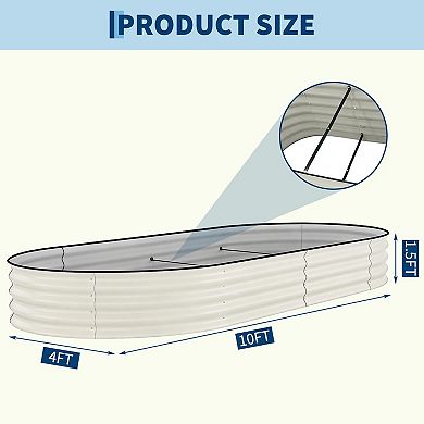 Rust-Resistant Galvanized Raised Garden Bed, Metal Planter Box, with anti cutting strips