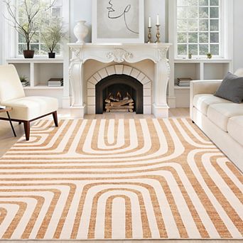 Area Rug for Living Room, Modern Washable Rug, Non-Slip Low-Pile Soft Floor Carpet
