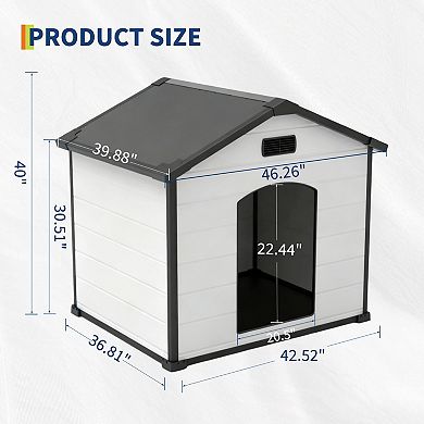 Waterproof Heavy-Duty Dog House: Plastic Kennel with Raised Floor, Hidden Vents & Easy Assembly