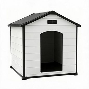 Waterproof Heavy-Duty Dog House: Plastic Kennel with Raised Floor, Hidden Vents & Easy Assembly