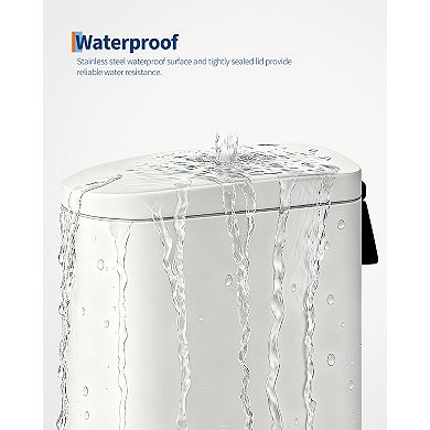 Trash Can, Stainless Steel Garbage Bin with Removable Inner Bucket, For Kitchen, Office