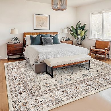 Polyester Cashmere Rectangular Hallway Bathroom Foldable Flower Printed Persian Washable Area Rug