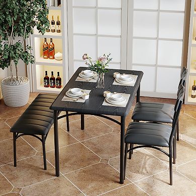 Dining Table Set for 4, Rectangular Kitchen Table and Chairs Set of 4 for Small Spaces