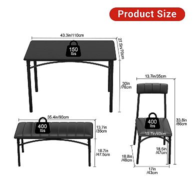 Dining Table Set for 4, Rectangular Kitchen Table and Chairs Set of 4 for Small Spaces