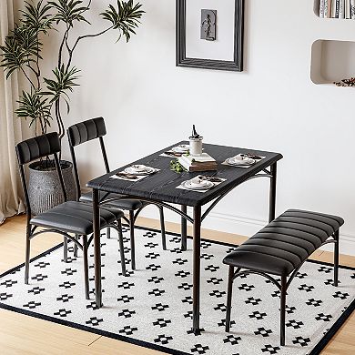 Dining Table Set for 4, Rectangular Kitchen Table and Chairs Set of 4 for Small Spaces