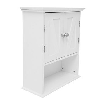 Flash Furniture Farmhouse Wall Mount Medicine Cabinet with Adjustable Shelf and Dual Doors