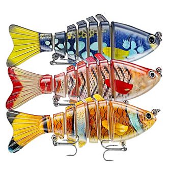 3 Pack Fishing Lures Multi Jointed Swimbait Slow Sinking Bass Trout