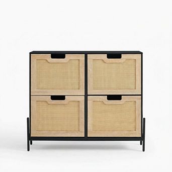 4 tier Shoe Cabinet, Modern Slim Entryway Shoe Rack with Flip-Up Doors & Adjustable Shelves