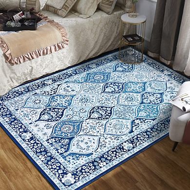 Abstract Pattern Area Rug - Machine Washable & Non-Slip Runner Rug for Living Room Bedroom Hallway