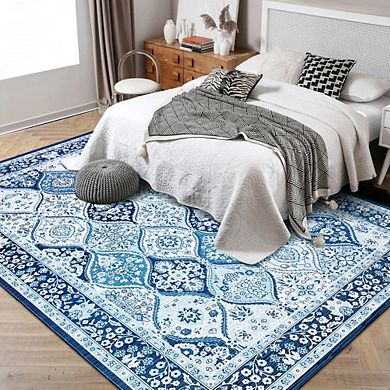 Abstract Pattern Area Rug - Machine Washable & Non-Slip Runner Rug for Living Room Bedroom Hallway