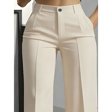Women's High Waist Tailored Wide Leg Pants Casual Office Trousers