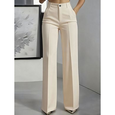 Women's High Waist Tailored Wide Leg Pants Casual Office Trousers