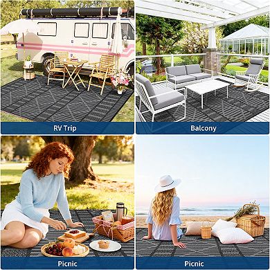 Reversible Outdoor Rug, Washable Plastic Patio Carpet, UV & Weather Resistant, Easy to Clean