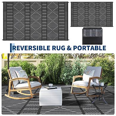 Reversible Outdoor Rug, Washable Plastic Patio Carpet, UV & Weather Resistant, Easy to Clean