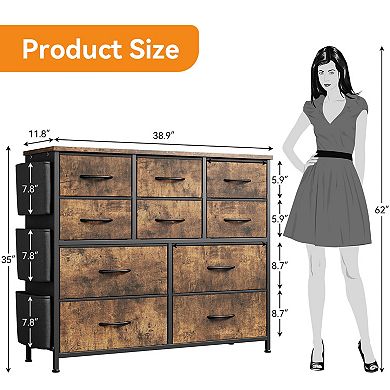 Dresser for Bedroom with 10 Drawers, Storage Dresser Organizer Unit