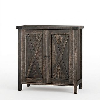 Small Storage Cabinet, Farmhouse Sideboard with 2 Doors & Adjustable Shelves, Buffet Cabinet