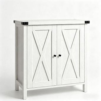 Small Storage Cabinet, Farmhouse Sideboard with 2 Doors & Adjustable Shelves, Buffet Cabinet