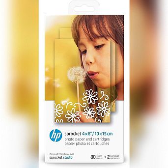 HP Sprocket Studio 4x6 Photo Paper 80 Sheets, 2 Cartridges, Instant Print Supplies Bundle