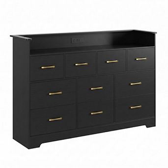 10 Drawer Dresser for Bedroom - Chest of Drawers with Large Storage Space and Charging Station
