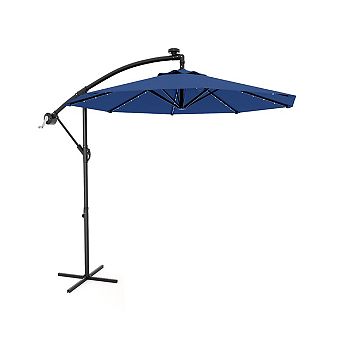 10FT Cantilever Patio Umbrella with Solar Lights, 32 LED Lights