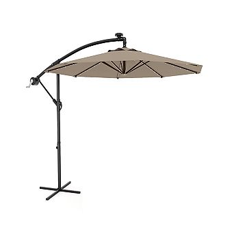 10FT Cantilever Patio Umbrella with Solar Lights, 32 LED Lights