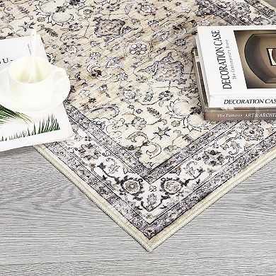 Boho Style Washable Non Slip Area Rug - Soft Indoor Carpet for Living Room Bedroom Kitchen Entryway