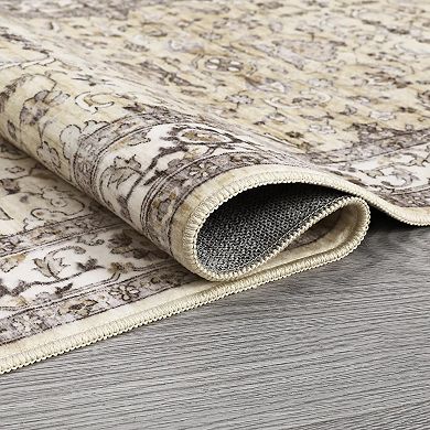 Boho Style Washable Non Slip Area Rug - Soft Indoor Carpet for Living Room Bedroom Kitchen Entryway