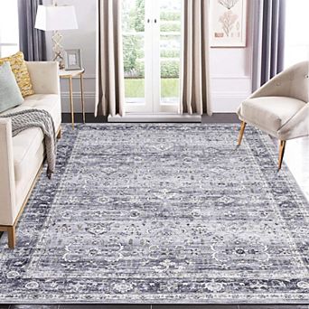 Boho Style Washable Non Slip Area Rug - Soft Indoor Carpet for Living Room Bedroom Kitchen Entryway